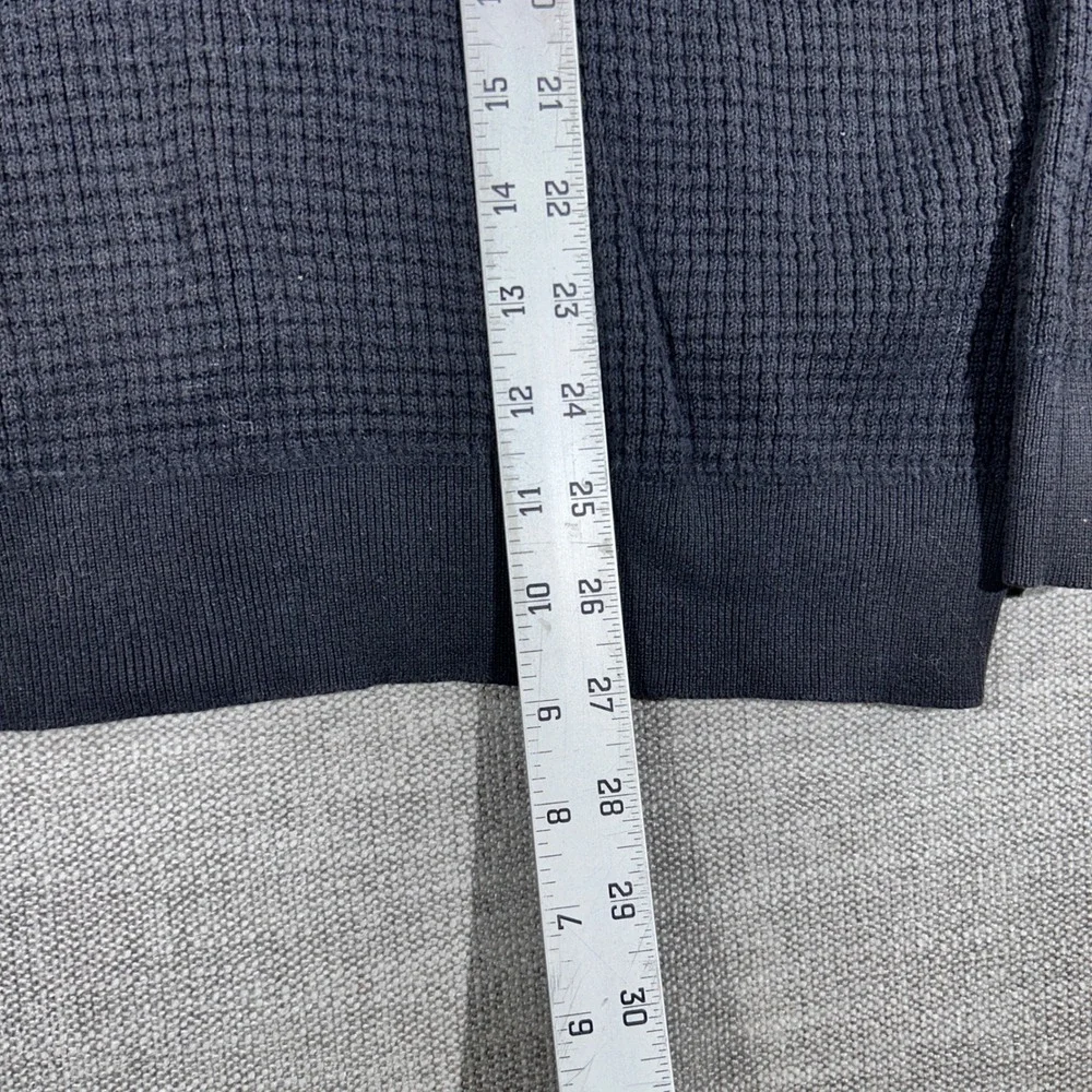 Old Navy Waffle Knit Sweater Mens Large Navy Blue Elbow Patches Thermal - Picture 4 of 7